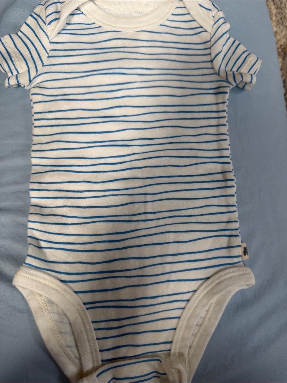 White and Blue Striped Baby One-Piece Bodysuit